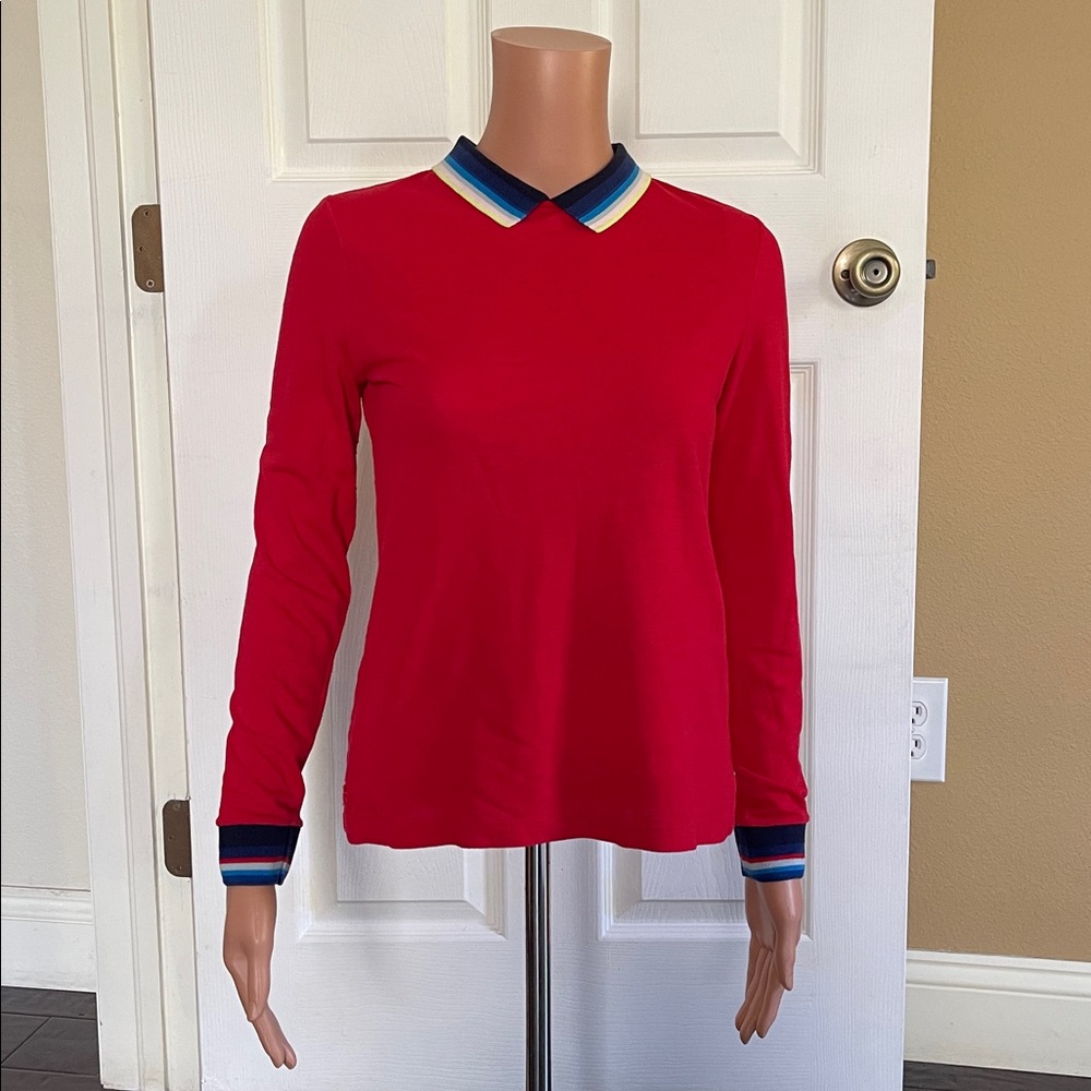 Lacoste women’s long sleeve polo shirt size 36 cherry red excellent pre-owned co